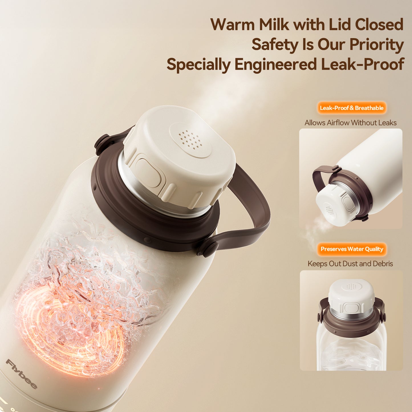 Flybee Portable Bottle Warmer, Fast Heating Cordless Portable Milk Warmer for Travel